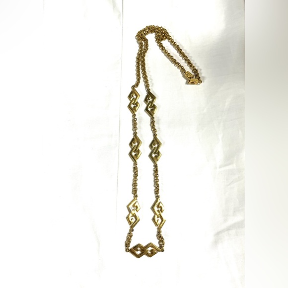 Givenchy Vintage Art-Deco Look Geometric Motifs Chain Necklace - Picture 14 of 16
